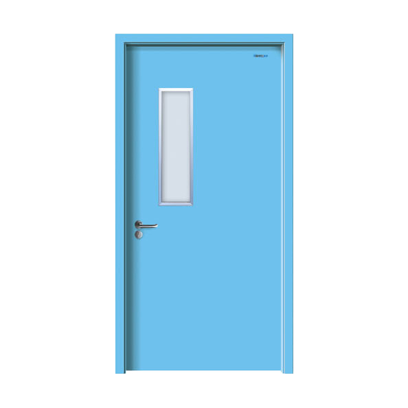 蓝色带玻璃视窗钢制医用门